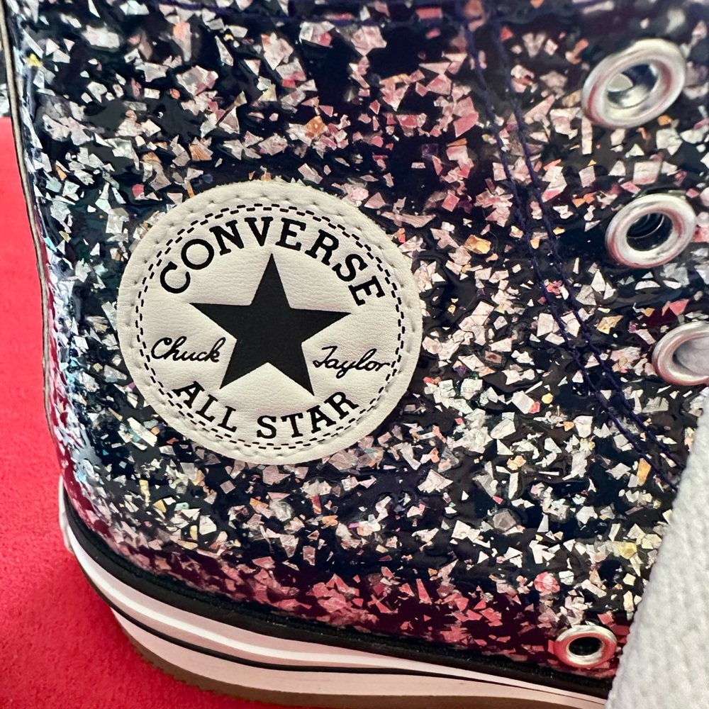 Converse Navy Glitter High-Tops - Picture 4 of 9